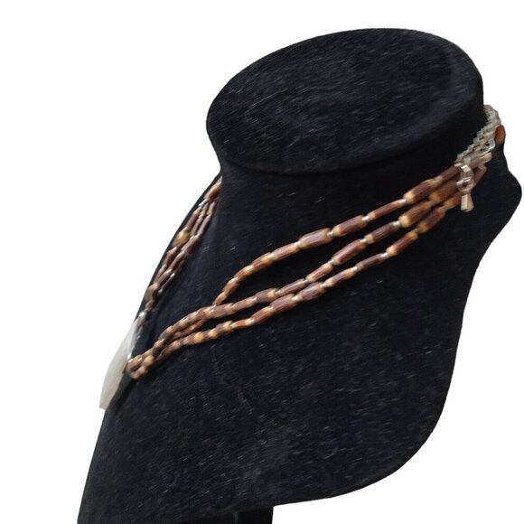 Cookie Lee  Multi Strand Vintage Beaded Signed  18” Silver Pendant Necklace J55 - Picture 3 of 5